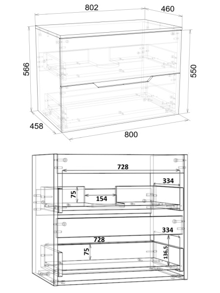 Тумба без раковины подвесная 80 столешница МДФ Orange Line Li-80TugMDF матовый графит